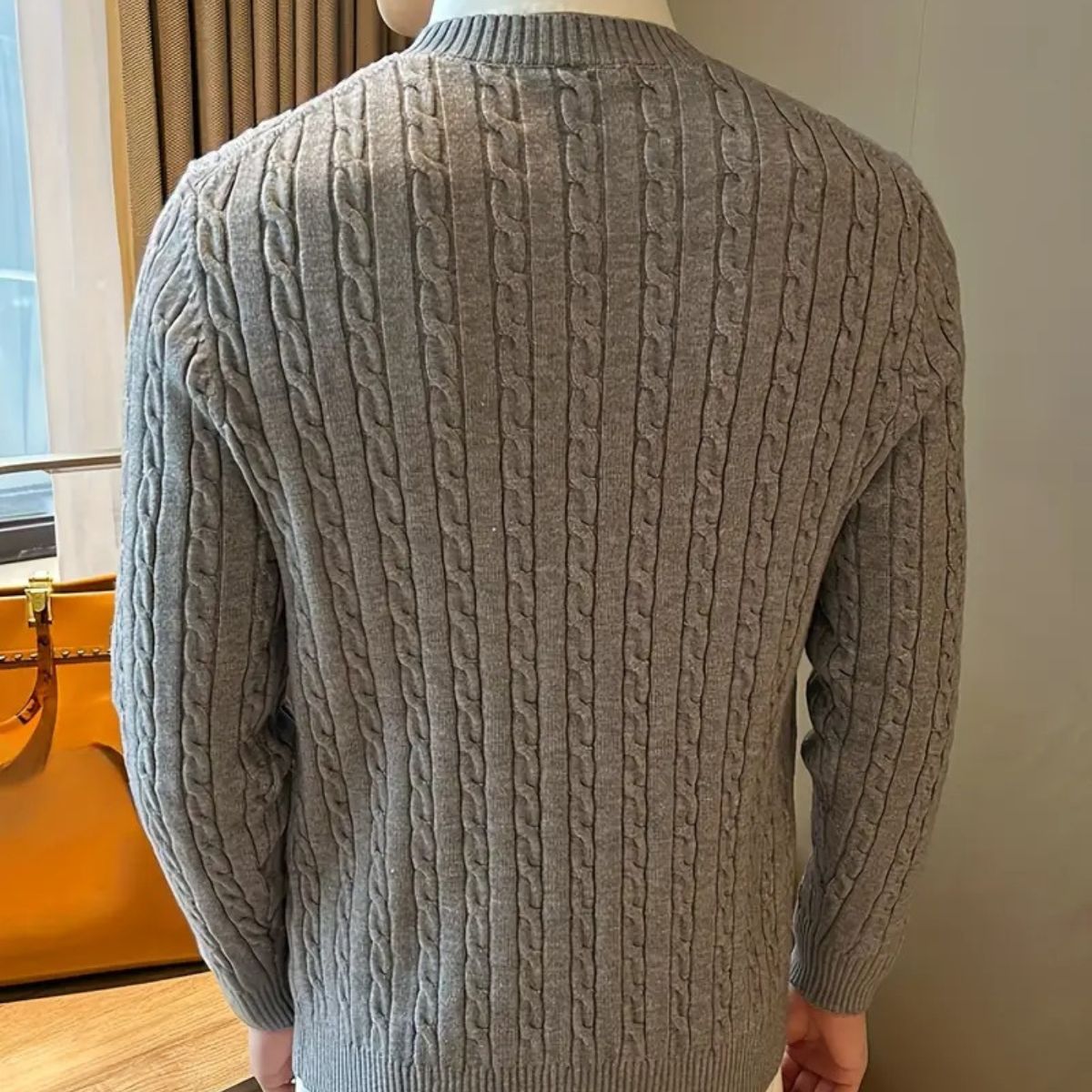 The Versailles Cashmere Merino Wool Knit Sweater for Men - Grey