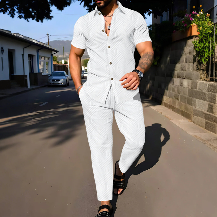 The Rosemont Men’s Shirt & Long Pants Two Piece Casual Set