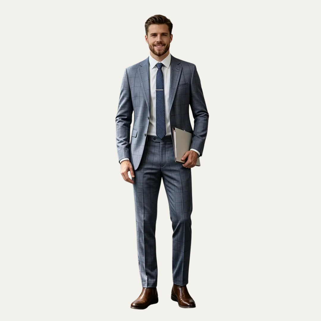 The Dana Point Men’s Smart Plaid Suit Set