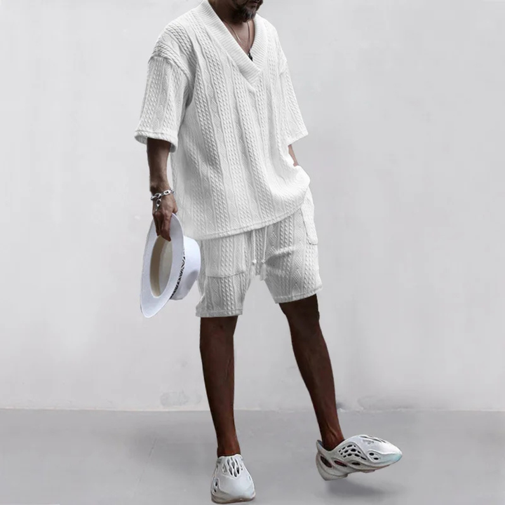 The Glenhurst Ridge Men’s Breathable Summer Knitted Set – Polo Shirt & Short