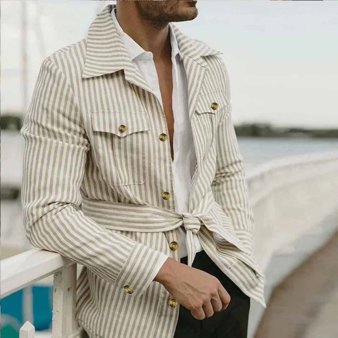 The Bramblewood Men’s Streetwear Striped Button Down Shirt with Pockets