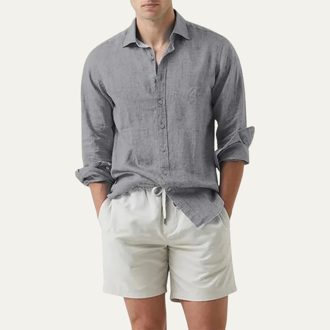 The Ostuni Men’s Solid Color Casual Linen Button Up Shirt
