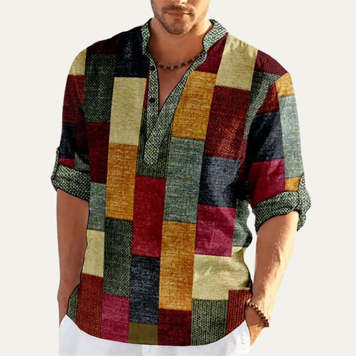 The Cormont Men’s Multicolor Patchwork Casual Polo Shirt
