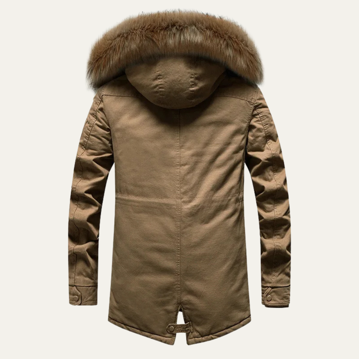 The Lipari Men's Long Down Hooded Jacket with Fur Collar