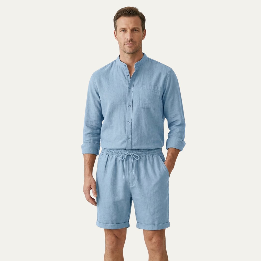 The Glenbrook Park Men’s Cotton Linen Set – Shirt & Shorts
