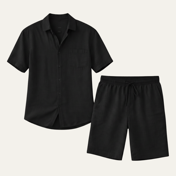 The Willowford Ridge Men’s Breathable Summer Linen Set –Shirt & Shorts