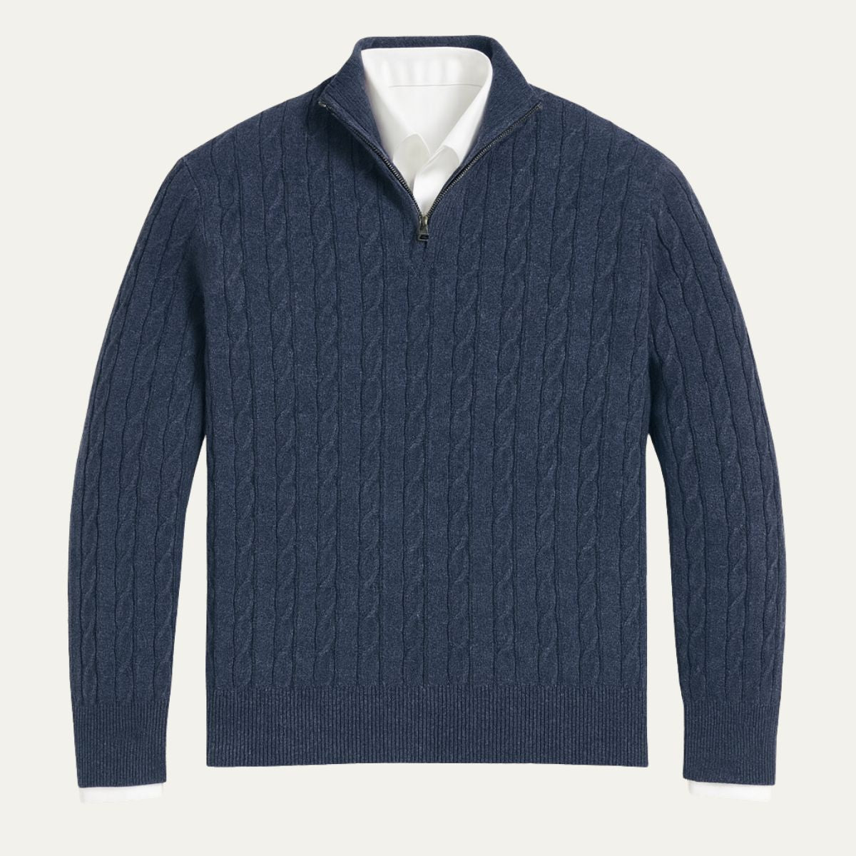 The St. Moritz Cable Knit Zipper Sweater for Men - Old Money Style