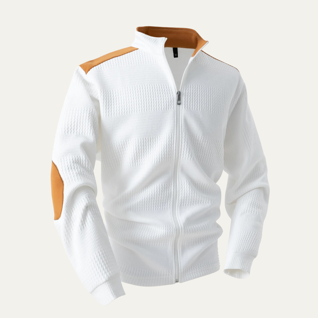 The Corato Men’s Casual Lightweight Patchwork Stand Collar Zip Jacket