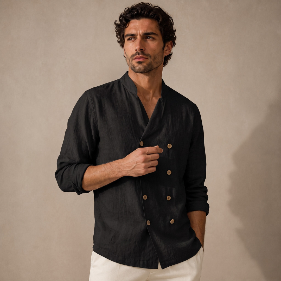 The Coventry Men’s Vintage Double Breasted Cotton Linen Shirt
