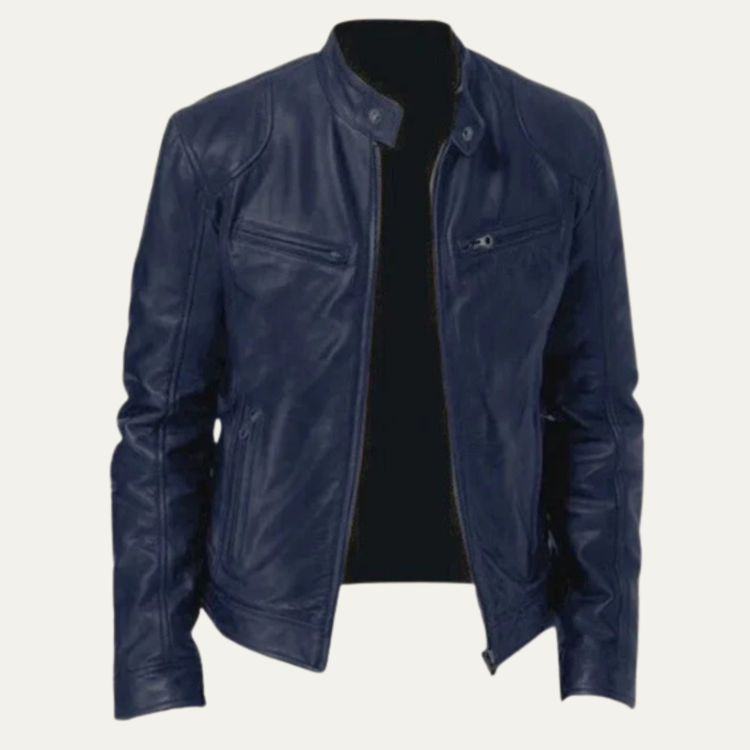 The Ashbury Men’s Vintage Faux Leather Biker Zip Up Jacket