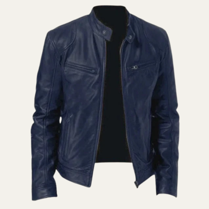 The Ashbury Men’s Vintage Faux Leather Biker Zip Up Jacket
