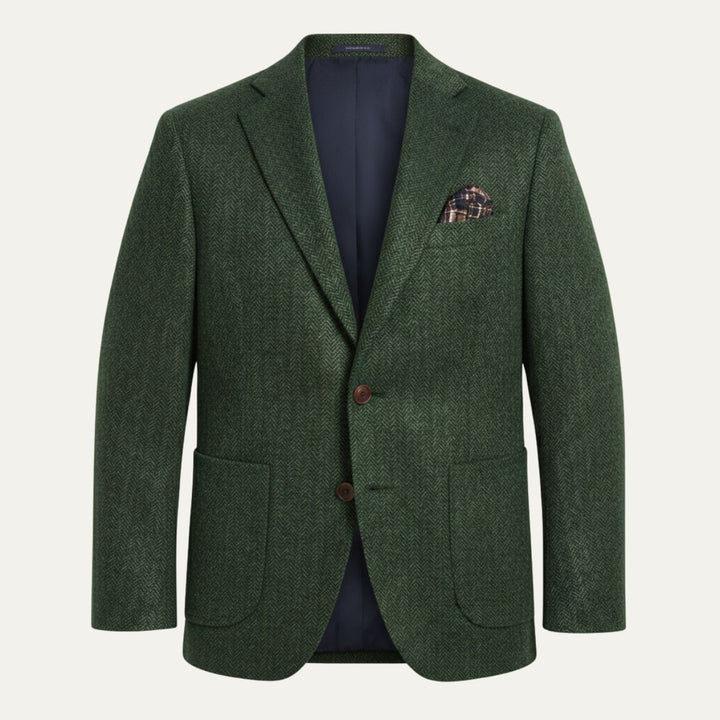 The Gravedona Men’s Office Herringbone Single Breasted Wool - Wedding Guest Tweed Blazer Jacket