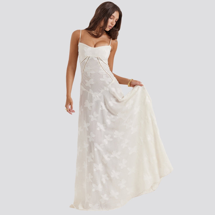 Women's Satin Maxi Dress with Corset Bodice