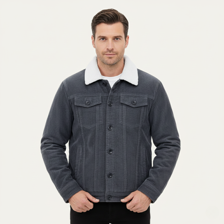 The Ponsacco Men’s Corduroy Fleece Lined Winter Jacket with Sherpa Collar