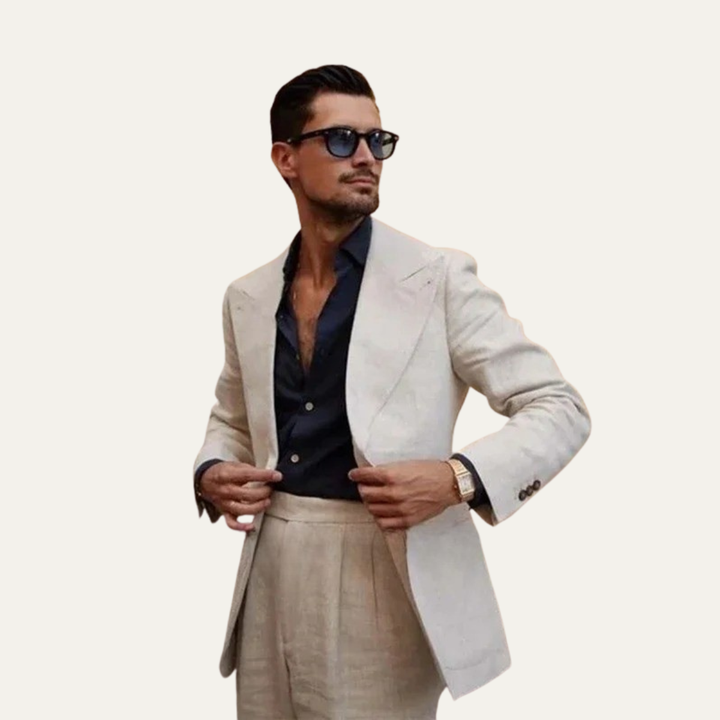 The Rossano Men’s Beige Linen Suit – Slim Fit Jacket & Pants Set