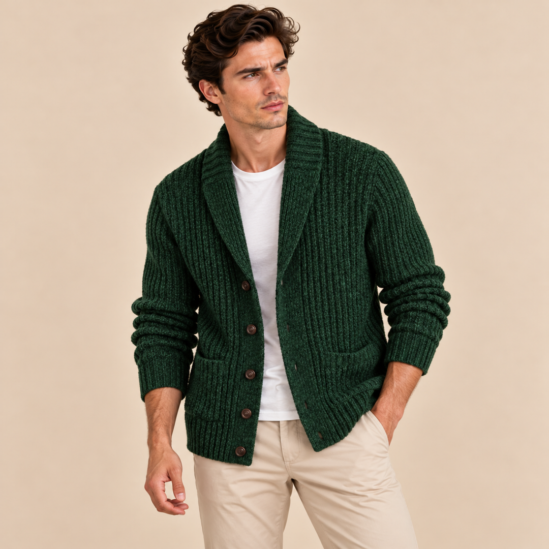 The Montpellier Men’s Chunky Knit Shawl Collar Cardigan