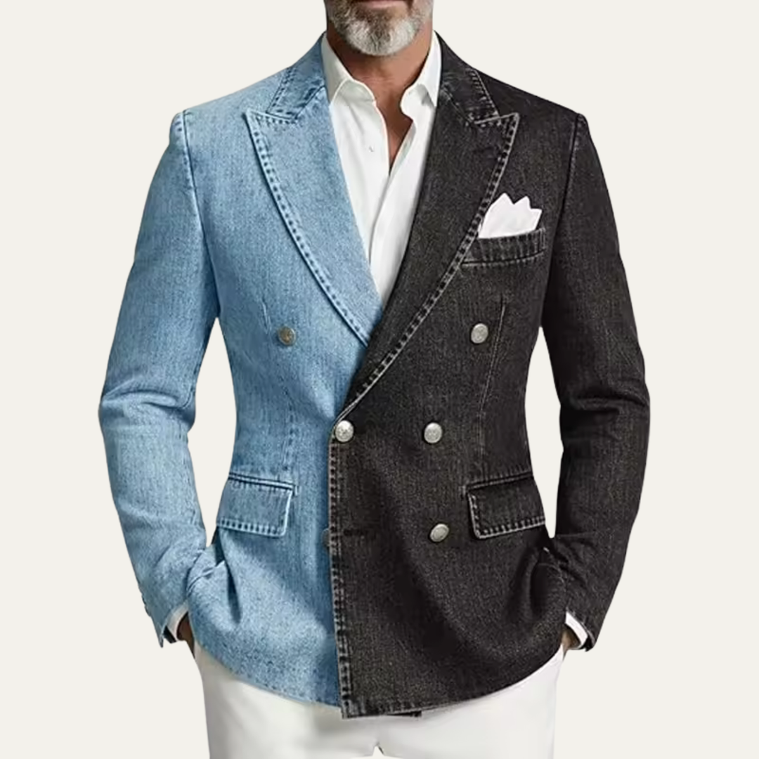 The Oakwell Men’s Double Breasted Denim Blazer Jacket