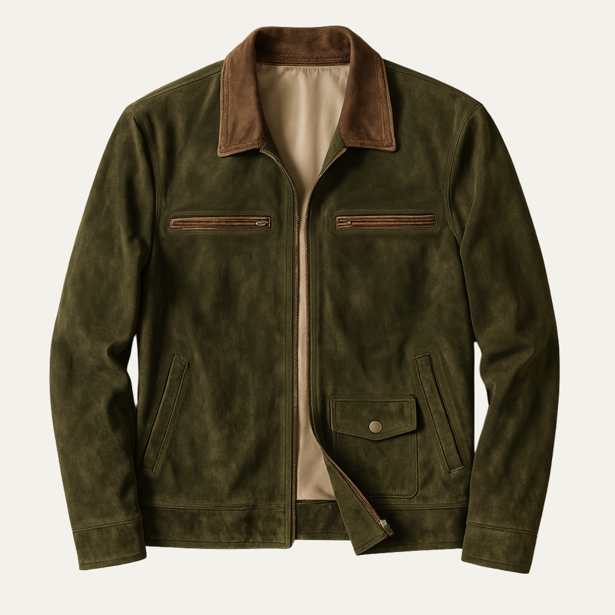 The Belgravia Men’s Dark Green Suede Jacket – Classic Luxury Field Style