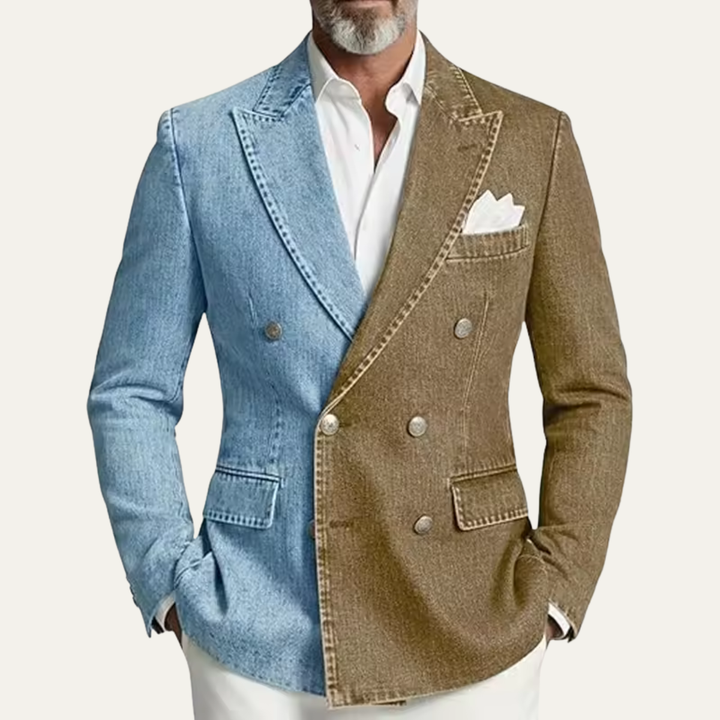 The Oakwell Men’s Double Breasted Denim Blazer Jacket