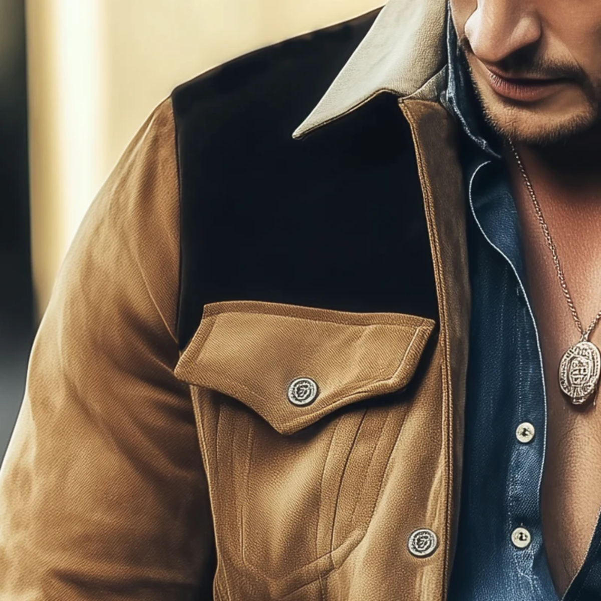 The Dakota Men’s Vintage Brown Suede Trucker Jacket