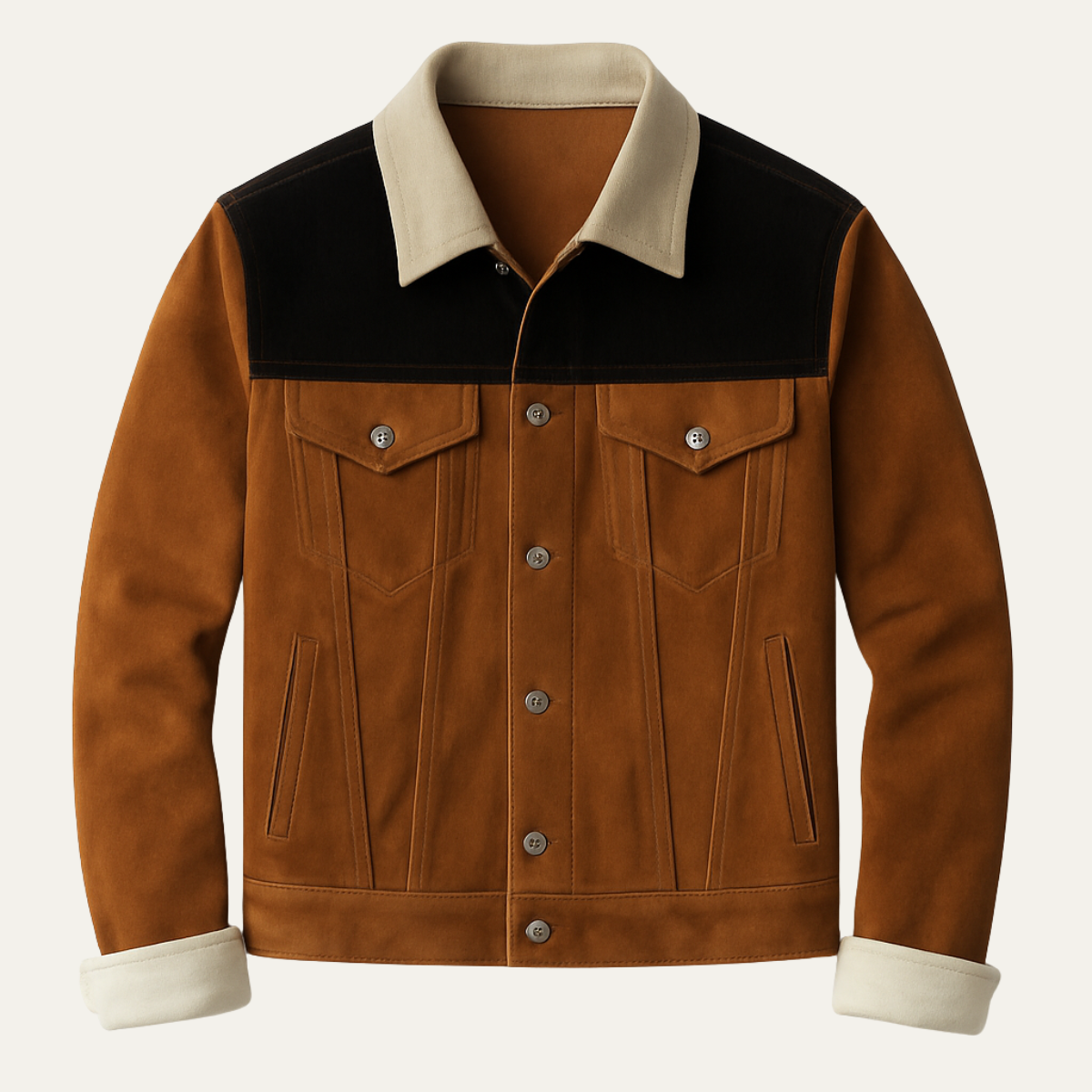 The Dakota Men’s Vintage Brown Suede Trucker Jacket