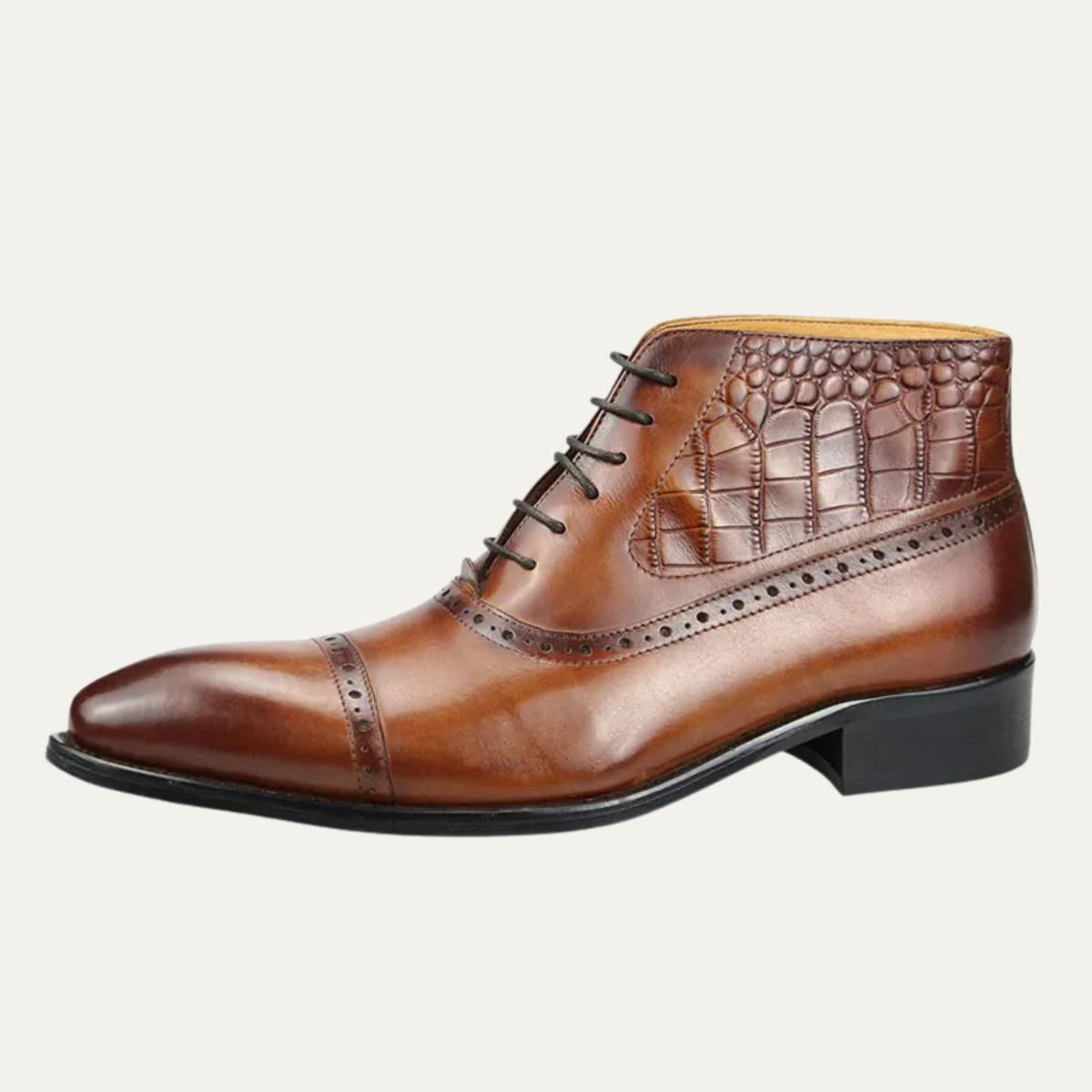 The Modena Men’s Pointed Toe Oxford Ankle Leather Boot