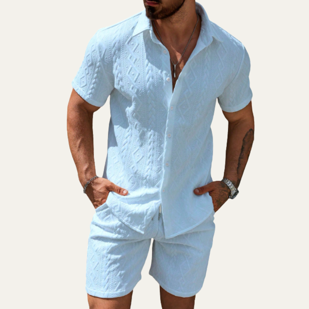 The Willowgate Ridge Men’s Knitted Summer Co Ord Set Shirt & Shorts