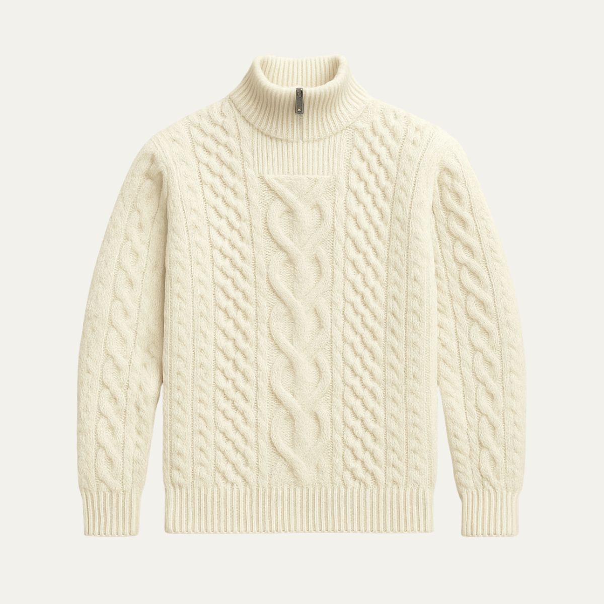 The Dublin Quarter Zip Wool Cable Knit Sweater for Men