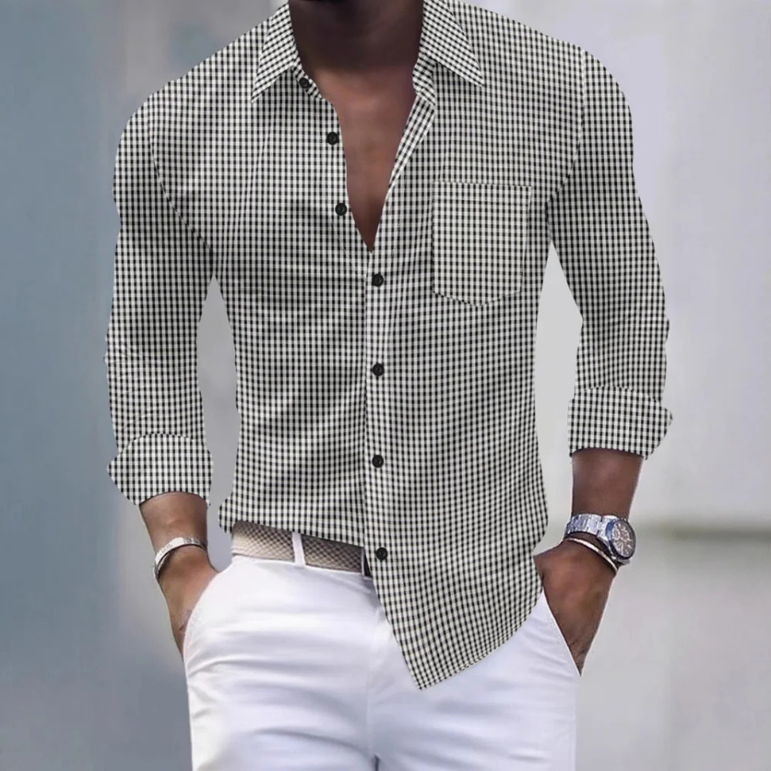 The Ashmont Men’s Slim Fit Gingham Long Sleeve Button Down Shirt