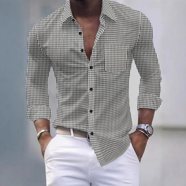 The Ashmont Men’s Slim Fit Gingham Long Sleeve Button Down Shirt