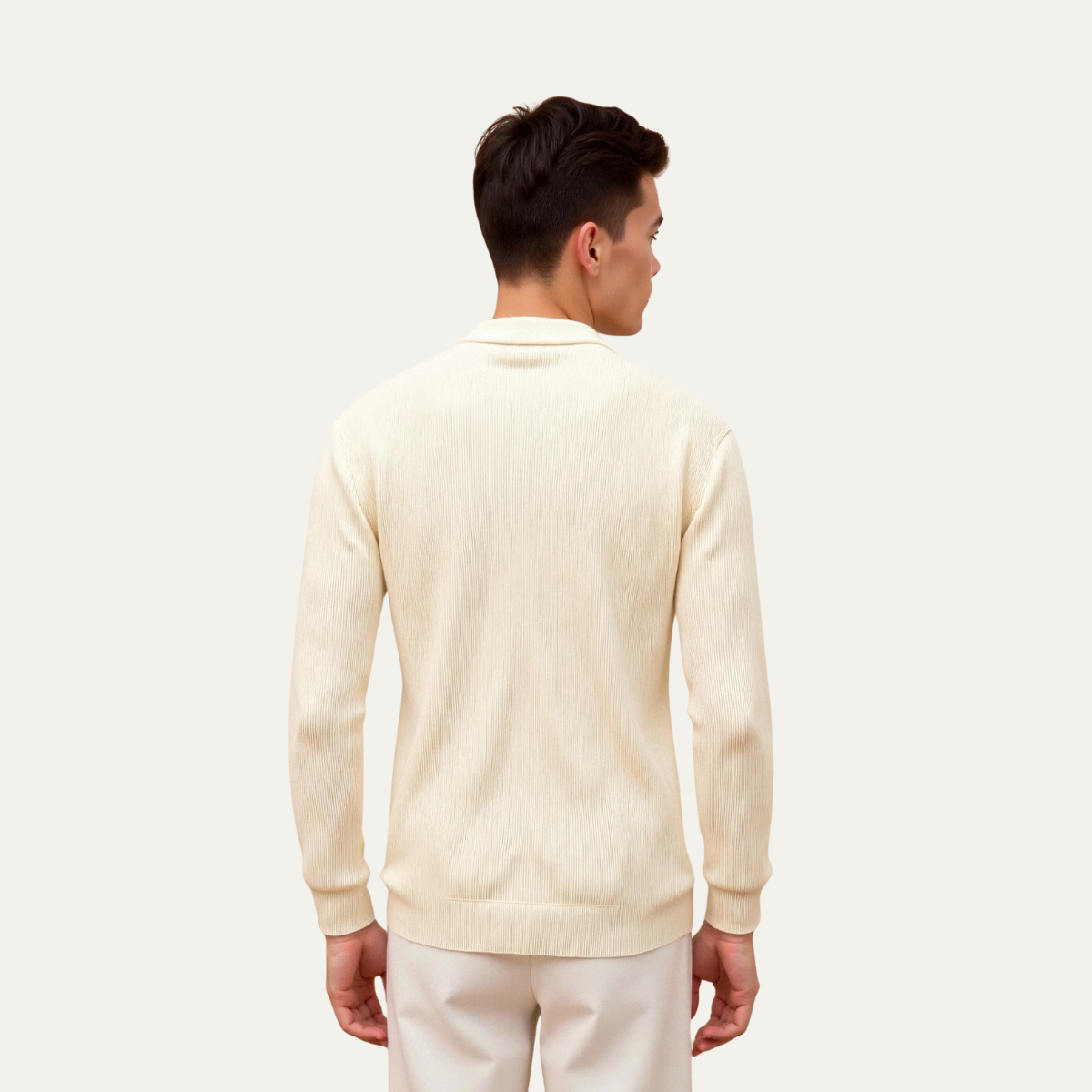 The Maidstone Men’s Beige Zip Up Knitted Lightweight Cardigan