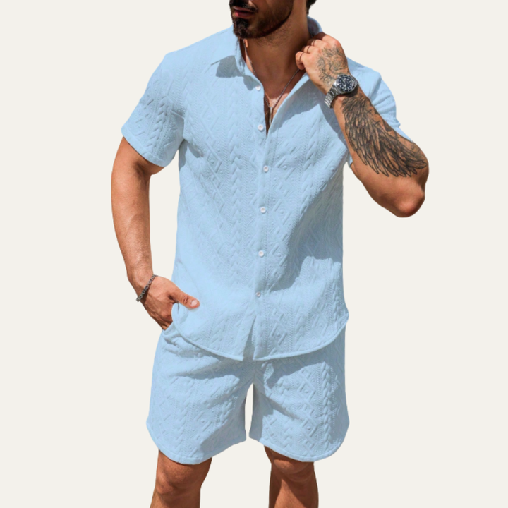 The Willowgate Ridge Men’s Knitted Summer Co Ord Set Shirt & Shorts