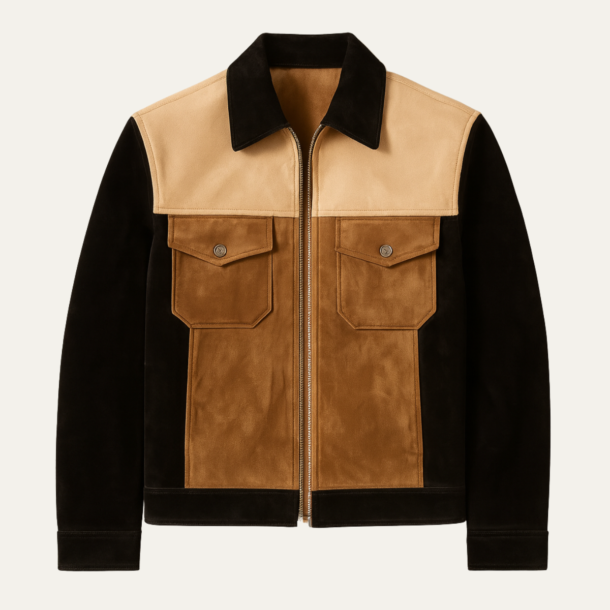The St. Regis Men’s Brown Suede Colorblock Jacket