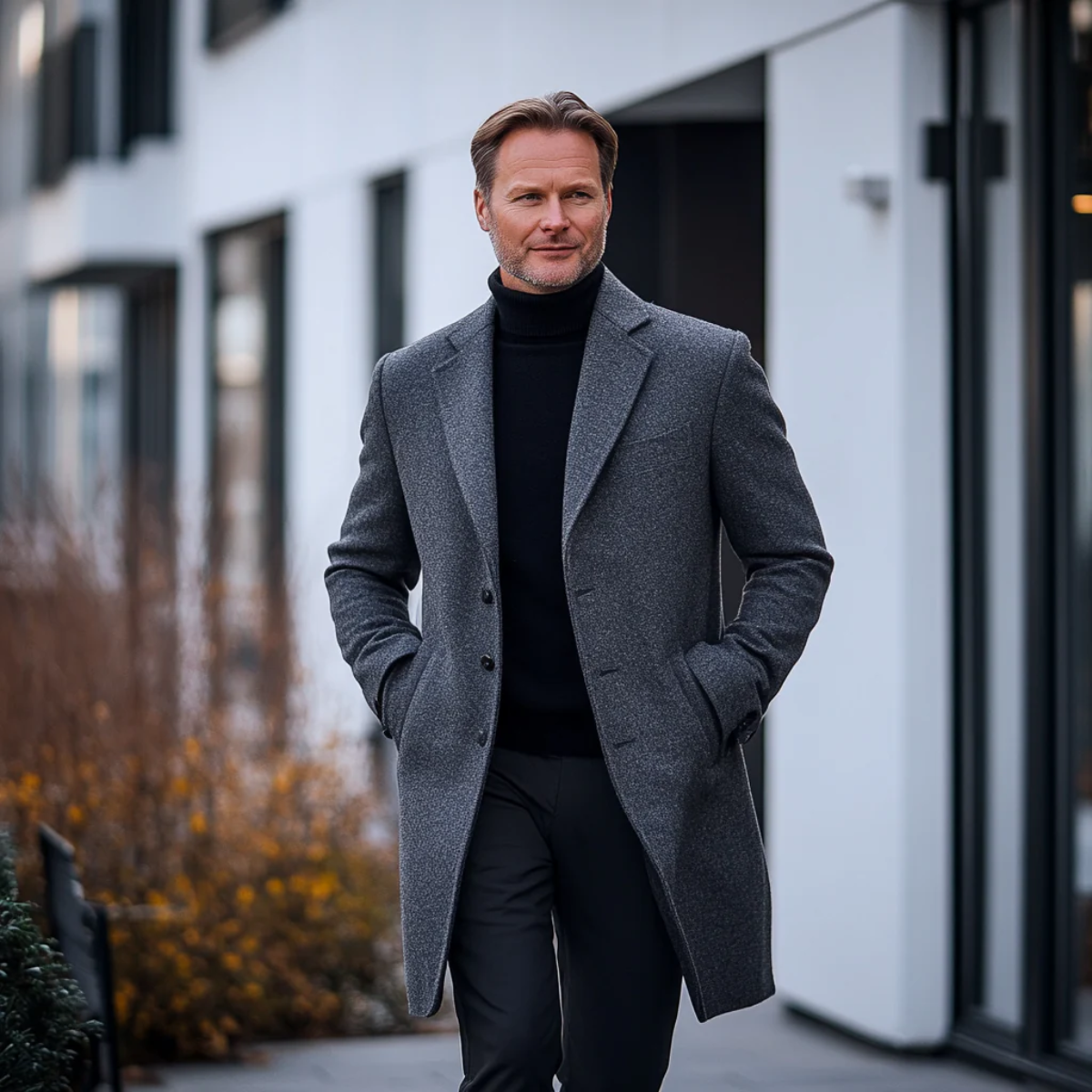 The Dorchester Men’s Grey Wool Overcoat – Luxury Winter Jacket