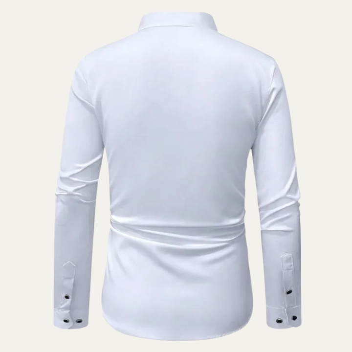 The Deauville Men’s Slim Fit White Dress Shirt – Long Sleeve Button-Up Smart Casual