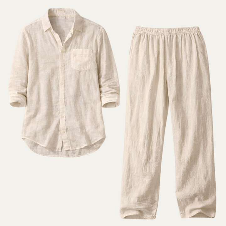 The Meadowwood Men’s Casual Linen Two Piece Set – Shirt & Pants