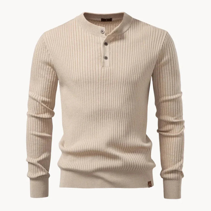 The Taormina Men's Ribbed Henley Knit Sweater