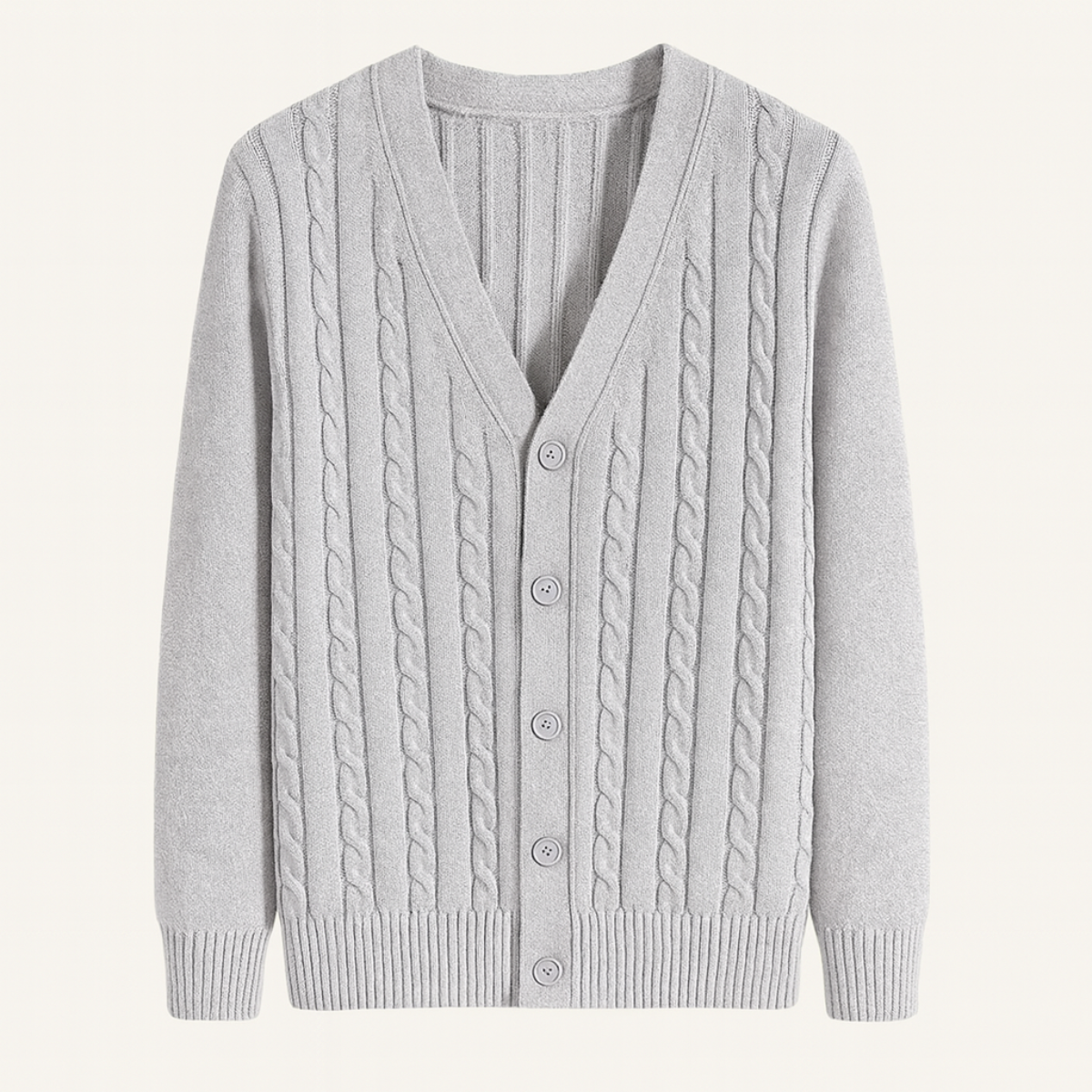 The Rochester Men's Classic Cable Knit Button Up Cardigan