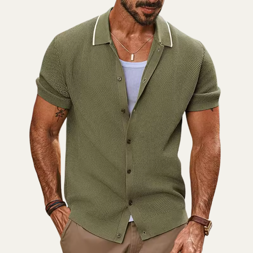 The Greenhaven Men’s Knit Button Up Polo Shirt