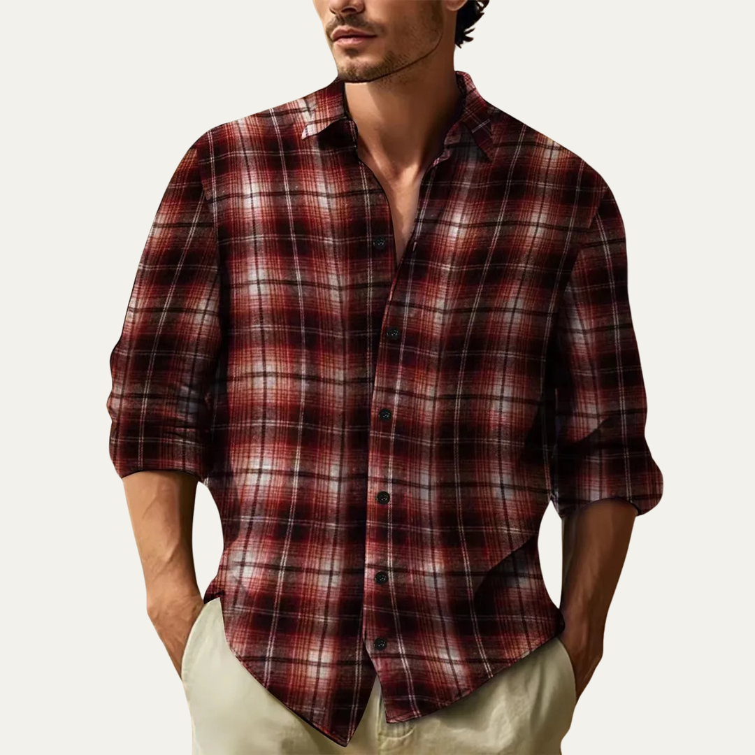 The Salerno Men’s Plaid Flannel Casual Button Down Shirt