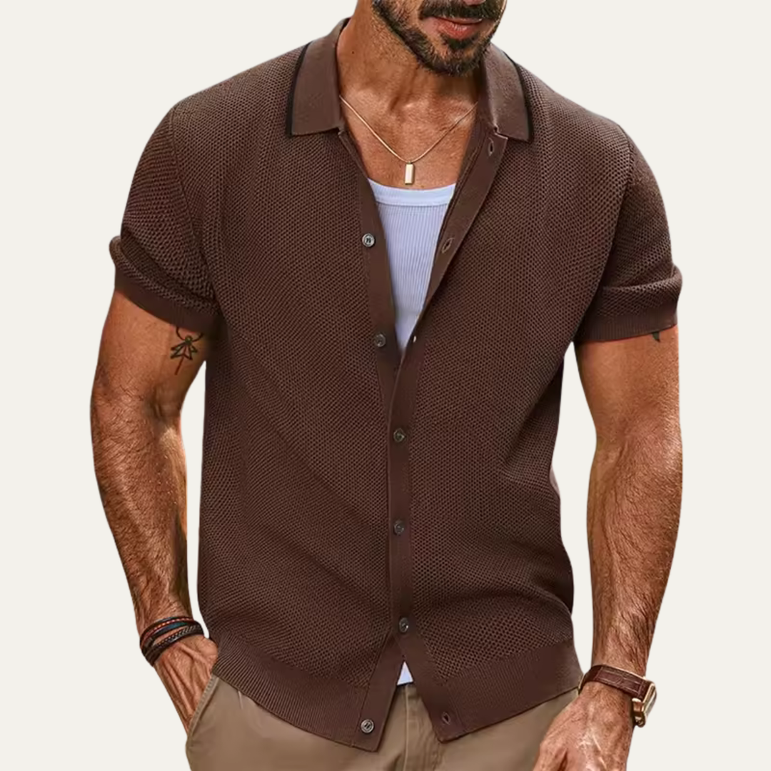 The Greenhaven Men’s Knit Button Up Polo Shirt