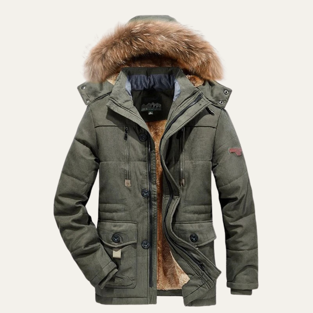 The Pinehurst Men’s Warm Winter Fleece Lined Hooded Parka Jacket