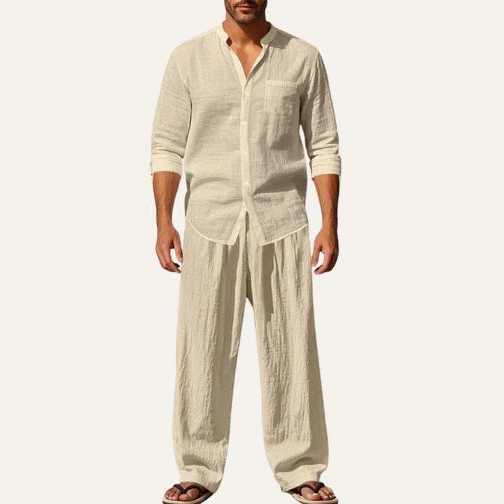 The Meadowwood Men’s Casual Linen Two Piece Set – Shirt & Pants