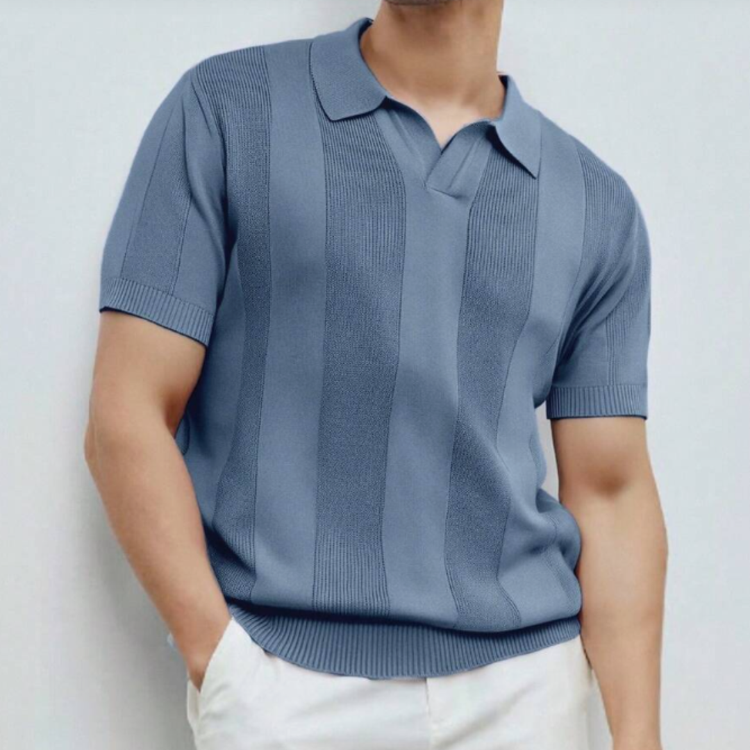 The Pyrmont Men’s Short Sleeve Knitted Polo Shirt Solid Color Trendy Top