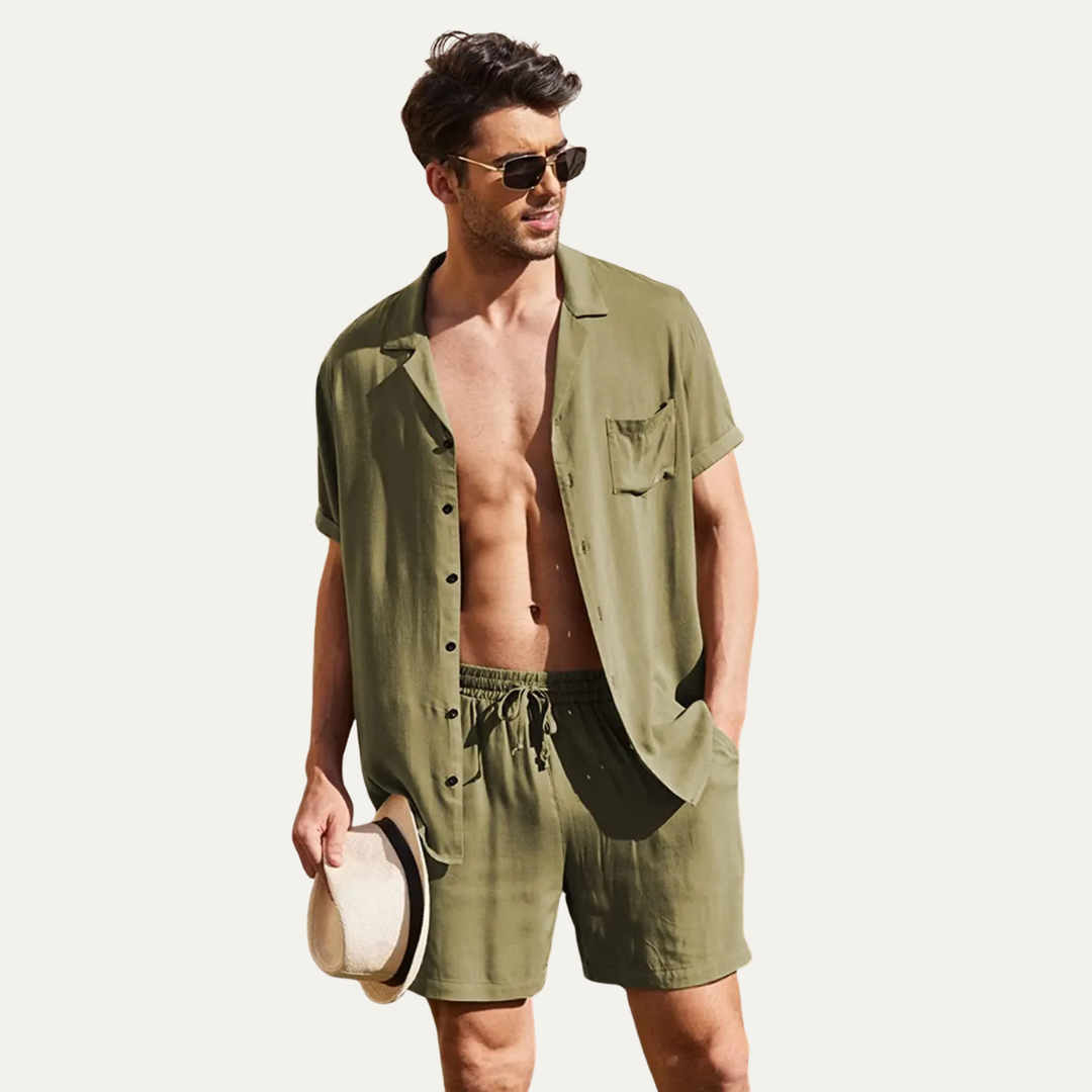 The Riverwood Men’s Cotton Shirt & Shorts Set