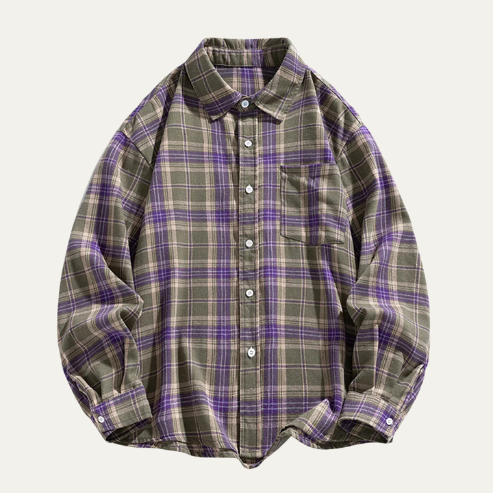 The Glenhurst Men’s Loose Fit Casual Retro Plaid Shirt