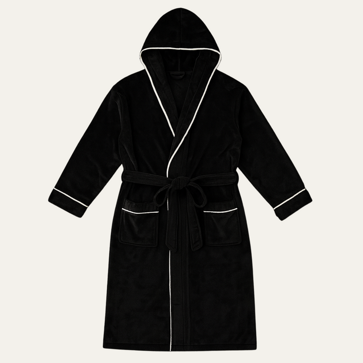 The Kenilworth Men's Hooded Fleece Long Bathrobe with Belt