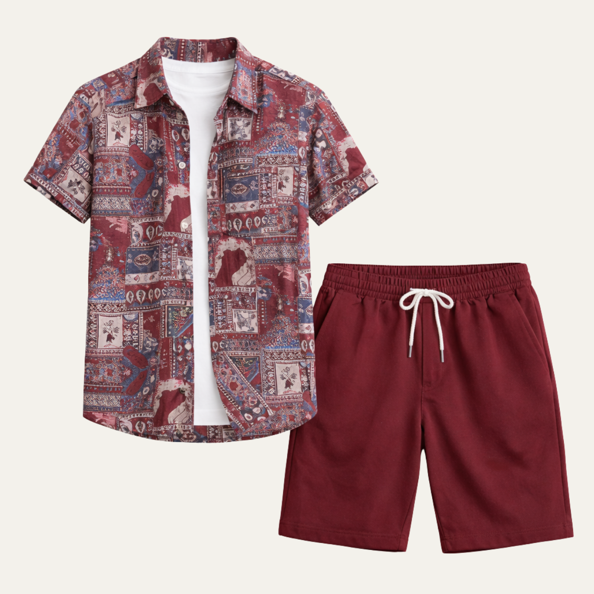 The Brooklawn Men’s Vintage Print Set – Shirt &amp; Short