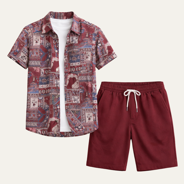The Brooklawn Men’s Vintage Print Set – Shirt & Short