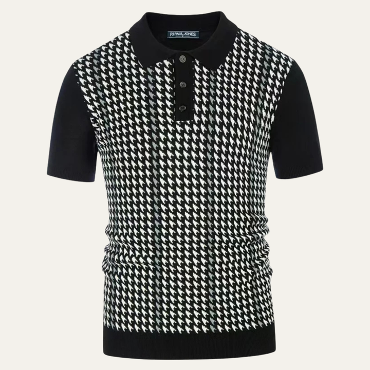 The Amarone Men’s Contrast Pattern Knit Polo Shirt
